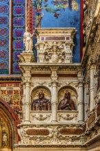 Memorials and marble busts of famous people, St. Mary's Church, 14th century, Krakow, Poland