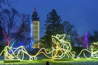 Park lights, events in winter, in the Grugapark in Essen, many different light installations,