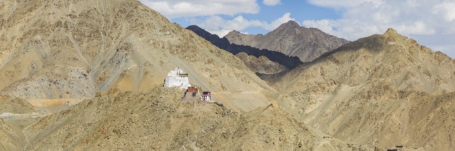 Namgyal Tsemo Gompa monastery on Tsenmo Hill, a viewpoint over Leh, Ladakh, Jammu and Kashmir,