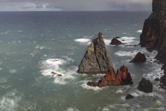Rock formations in the Atlantic Ocean, volcanic peninsula, Ponta de São Lourenço, Ponta de Sao