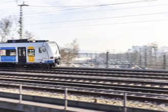S-Bahn in the Stuttgart region is on the open route. Stuttgart, Baden-Württemberg, Germany