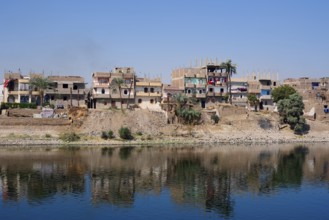 Houses on the banks of the Nile near Luxor, Egypt