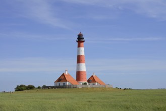 Westerheversand lighthouse, Westerhever, Eiderstedt Peninsula, North Frisia, Schleswig-Holstein,