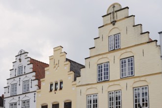 Historic gabled houses on the market square, 'Little Amsterdam of the North' Friedrichstadt, North