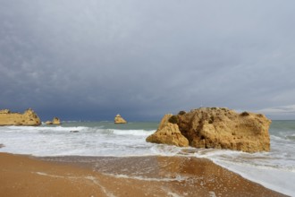 Rocks on the beach, Praia Dona Ana, Lagos, Algarve, Portugal