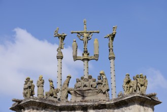 Calvary near Saint-Germain Church, Enclosed Parish, Pleyben, Finistere Department, Brittany, France