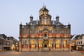 Stadhuis or Town Hall at dawn, Delft, South Holland, Netherlands