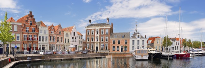 Houses at the city harbor, Goes, Zuid-Beveland, Zeeland, Netherlands
