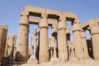 Colonnade and statues, Luxor Temple, Luxor, Egypt
