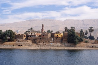 Houses on the banks of the Nile near Esna, Egypt