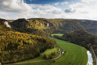 Autumnal forest, Eichfelsen viewpoint, near Irndorf, Upper Danube nature park Park, Upper Danube