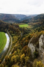 Autumnal forest, Eichfelsen viewpoint, near Irndorf, Upper Danube nature park Park, Upper Danube