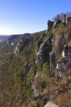 Elbe Sandstone Mountains, bastion area, winter, Saxony, Germany