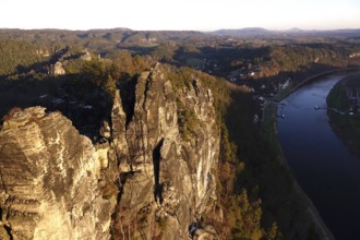 Elbe Sandstone Mountains, bastion area, winter, Saxony, Germany