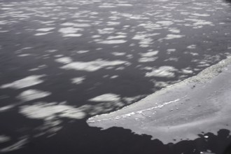 Ice floes on the Elbe, winter, long exposure, Saxony, Dresden, Germany