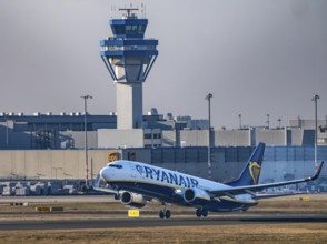Ryanair Boeing 737 takes off at Cologne/Bonn Airport, North Rhine-Westphalia, Germany