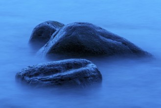 Blue hour on the chalk coast on Rügen, Jasmund, Lohme, Mecklenburg-Western Pomerania, Germany
