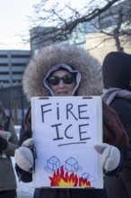 Detroit, Michigan USA - 24 January 2026 - A solidarity rally with Minneapolis residents protesting