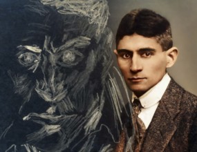 Portrait of Franz Kafka, 1883 – 1924, German-speaking Bohemian novelist, digitally edited according