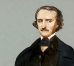 Portrait of Edgar Allan Poe, 1809 – 1849, American writer, digitally edited according to a