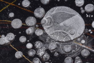 Air pockets in ice, air bubbles, Goldenstedt, Lower Saxony, Germany