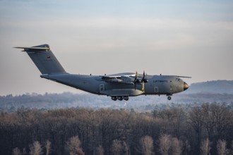Airbus A400 transport aircraft of the German Air Force, landing at Cologne/Bonn airport, CGN,