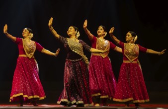 Artists perform a classical dance during a cultural evening program at Shilpgram Mohotsav 2026 in
