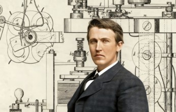 Thomas Alva Edison, 1847 - 1931, American inventor, Telegraph Apparatus, Patented 1872, digitally