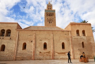 Koutoubia mosque with minaret, landmark of Marrakech, historic old town, Medina, UNESCO World