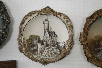 Decorative wall plate, replica of Lichtenstein Castle, Württemberg fairytale castle, romantic