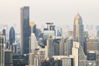 Over the rooftops of Bangkok, view from the Moon Bar on the roof terrace of the Banyan Tree Hotel,