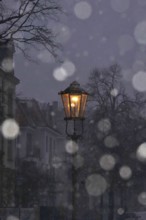 Street light in winter, snow, Germany