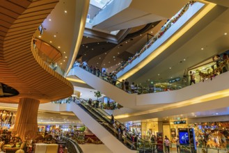 Different floors connected by escalators in Iconsiam Shopping Center, Bangkok, Thailand's