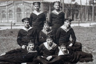 Historical photo of sailors in uniforms in Karosta, Liepaja, Liepaja, Karosta, Latvia