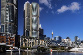 Impressive skyline of Sydney with Darling Harbour and modern buildings in Barangaroo, Sydney, New