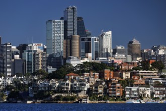 Urban skyline with residential buildings and water views of Cremone Point, Sydney, New South Wales,