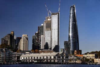 Sydney's modern skyline with glittering skyscrapers in Barangaroo and Walsh Bay, Sydney, New South