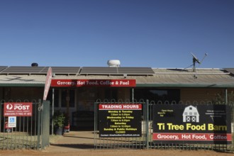 Ti Tree Roadhouse near Stuart Hwy, with signs, Ti Tree, Australia