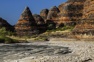 Fascinating rock formations along the Piccaninny Lookout Trail under bright skies, Purnululu