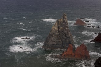 Rock formations in the Atlantic Ocean, volcanic peninsula, Ponta de São Lourenço, Ponta de Sao
