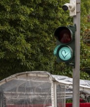 Traffic light and road signs on the asphalt, Sintra, Lisbon, Portugal
