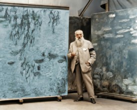 Portrait of Claude Monet, studio at Giverny, 1840 – 1926, French painter and founder of