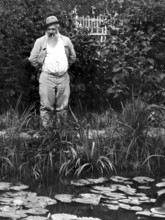 Portrait of Claude Monet, garden at Giverny, 1840 – 1926, French painter and founder of