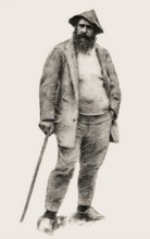 Portrait of Claude Monet, garden at Giverny, 1840 – 1926, French painter and founder of