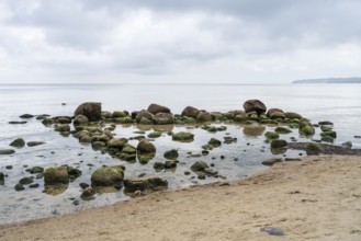 Boulders on the Baltic Sea Beach, Baltic resort Göhren, Rügen Island, Mecklenburg-Western