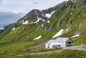 Kitchen building of the former Gold Mine Independence Mine in mountainous landscape, Independence