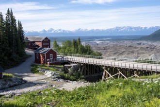 Red Kennicott Buildings in a Mountain Landscape, Historic Kennecott Copper Mine, National Historic