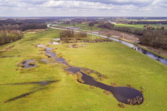 Hunte near Colnrade in winter with new biotopes, Conrade, Lower Saxony, Germany