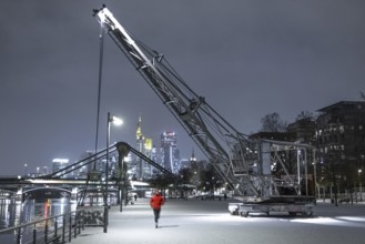 Snowfalls and freezing temperatures have transformed the banks of the Main and Frankfurt banking