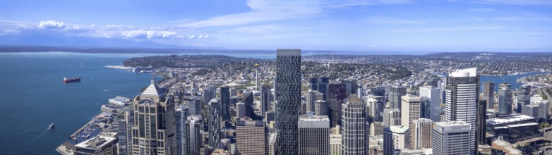 USA, Seattle financial and business district skyline in city downtown